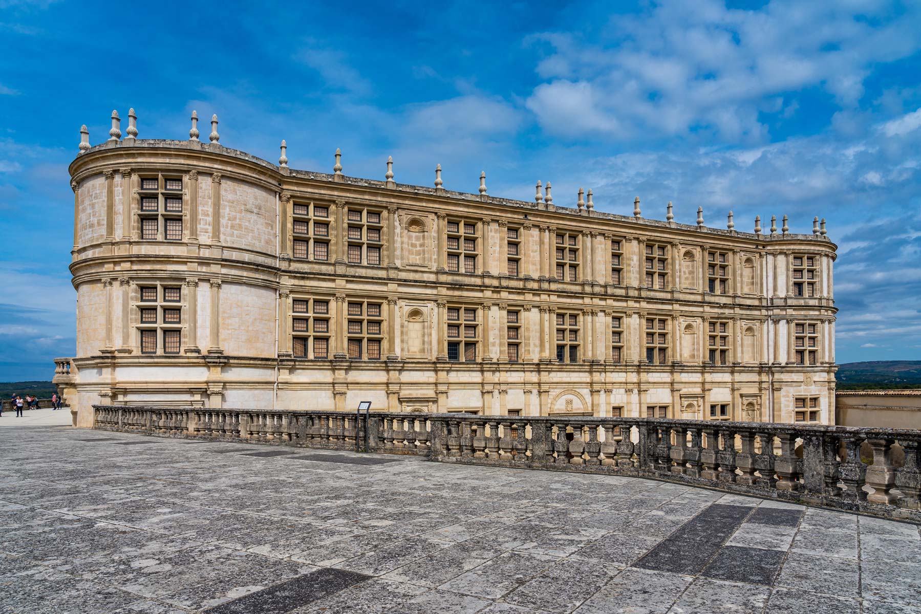 Façade of Château de Grignan, one of the most imposing châteaux in the Drôme region